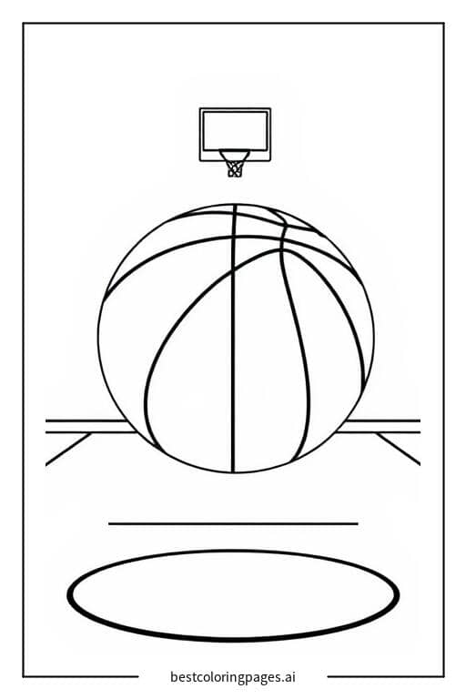 Ein Basketball auf dem Spielfeld Ausmalbilder