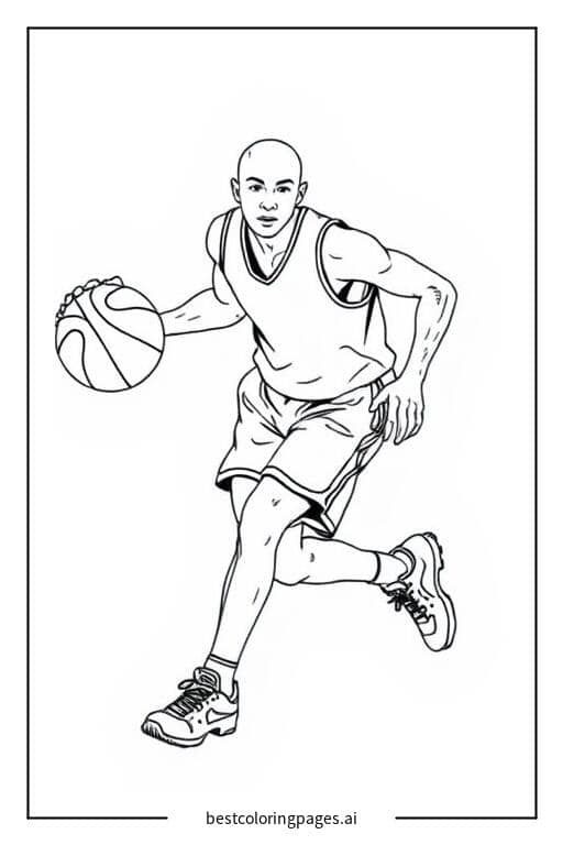 Ein Basketballspieler beim Dribbeln Ausmalbilder