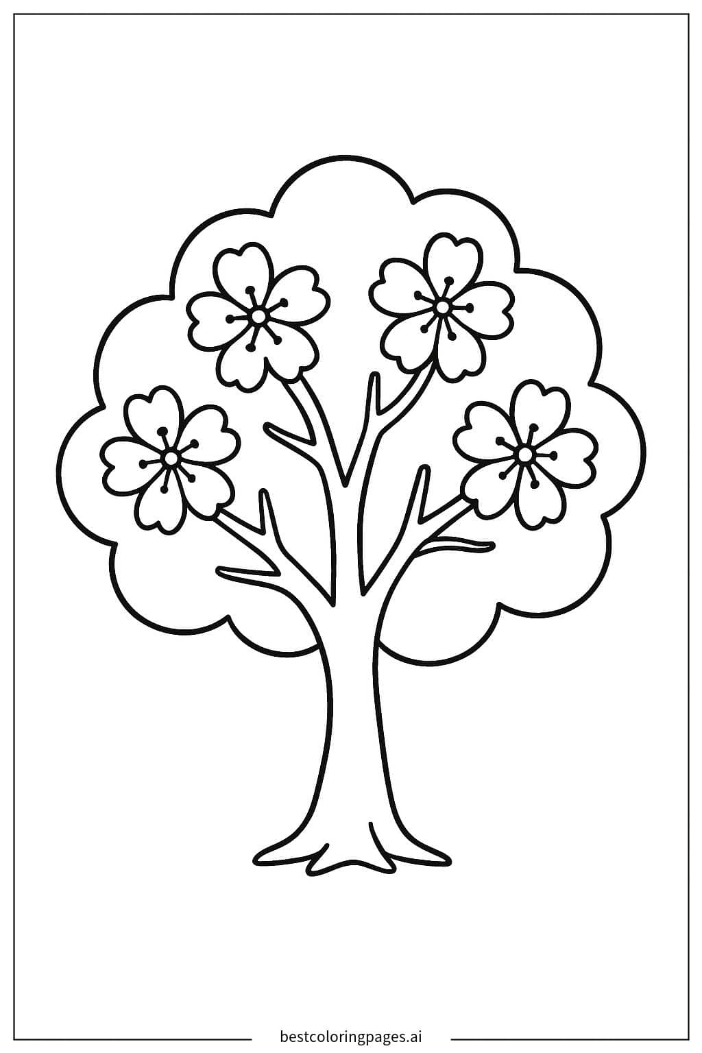 Desenhos de Uma cerejeira florescendo para Colorir