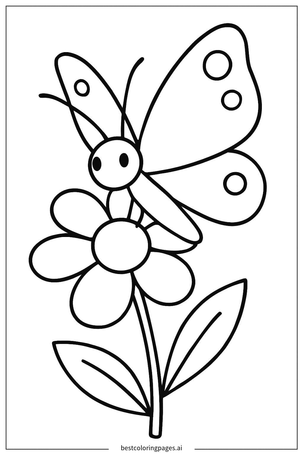 Desenhos de Uma borboleta em uma flor para Colorir