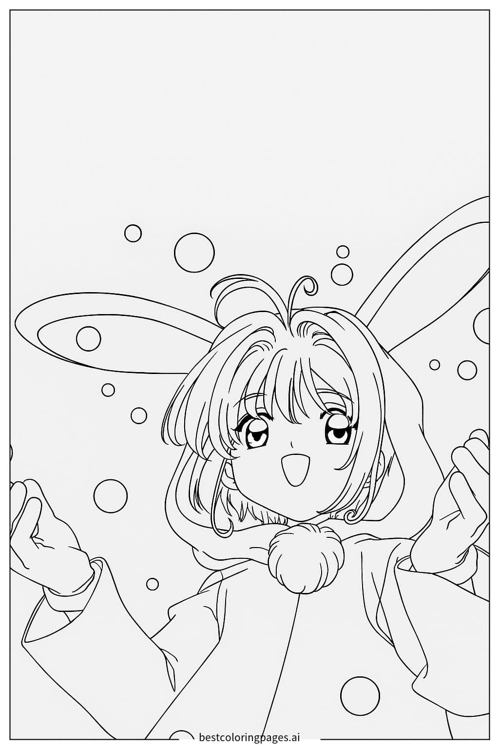 Gambar Mewarnai Sakura yang Ceria