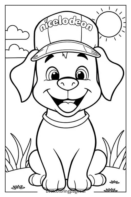 Desenhos de Um cachorro usando chapéu da Nickelodeon para Colorir