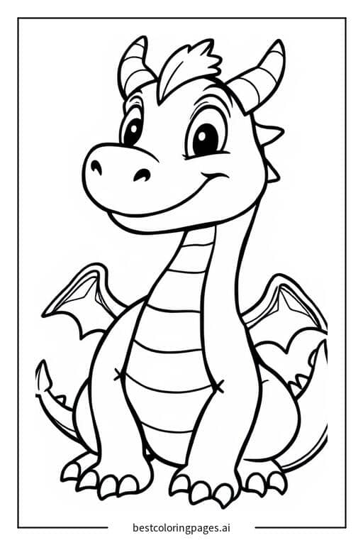 Coloriage Un dragon souriant