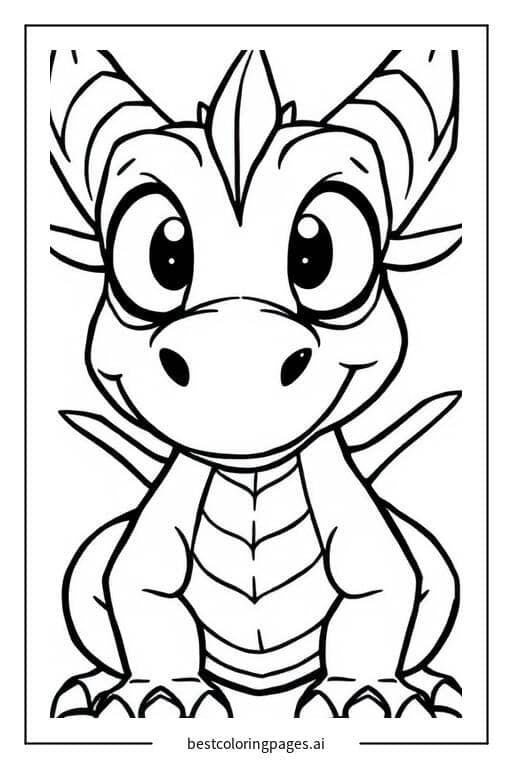 Coloriage Un dragon aux grands yeux