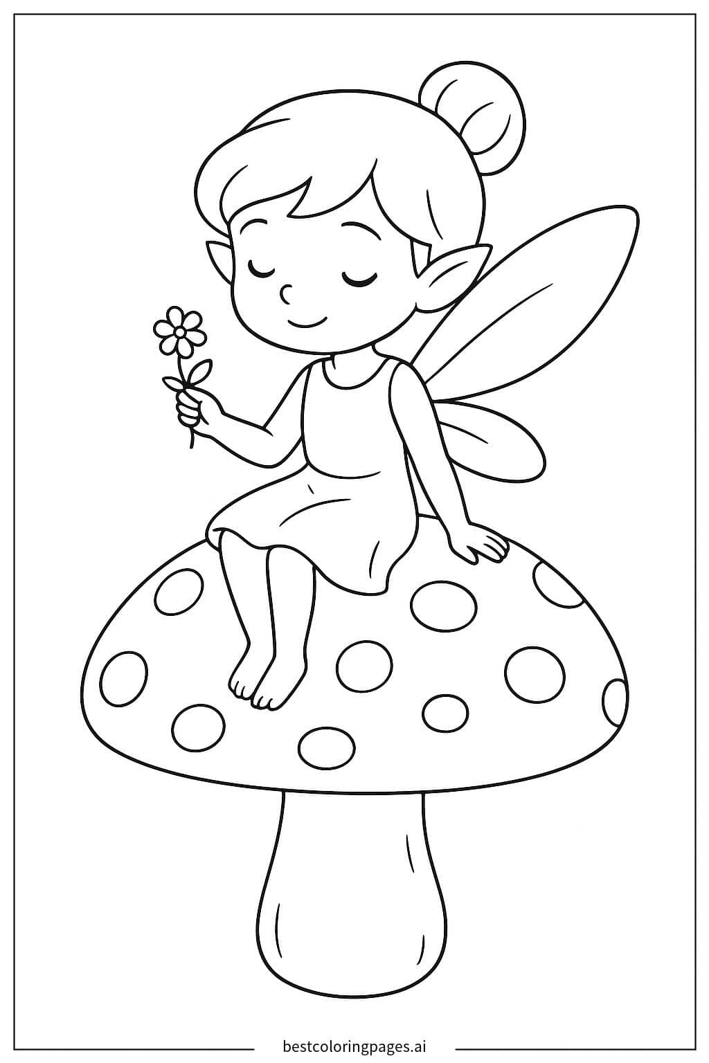 蘑菇上的仙子 涂色页
