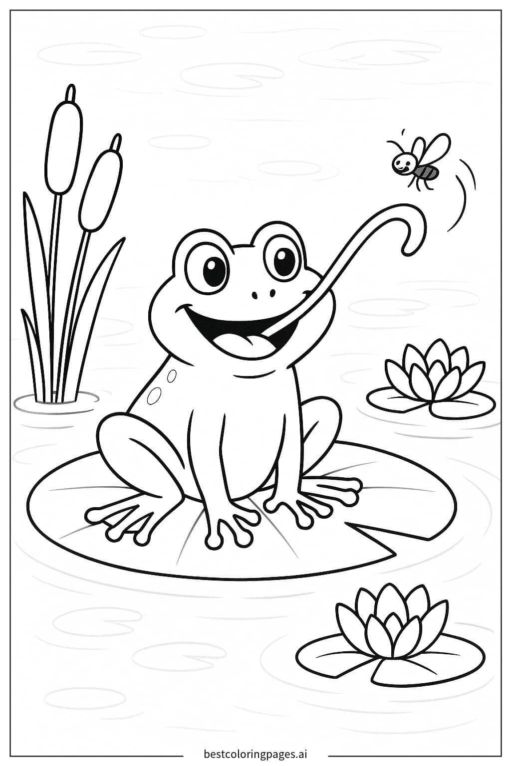 Ein Frosch fängt eine Fliege Ausmalbilder