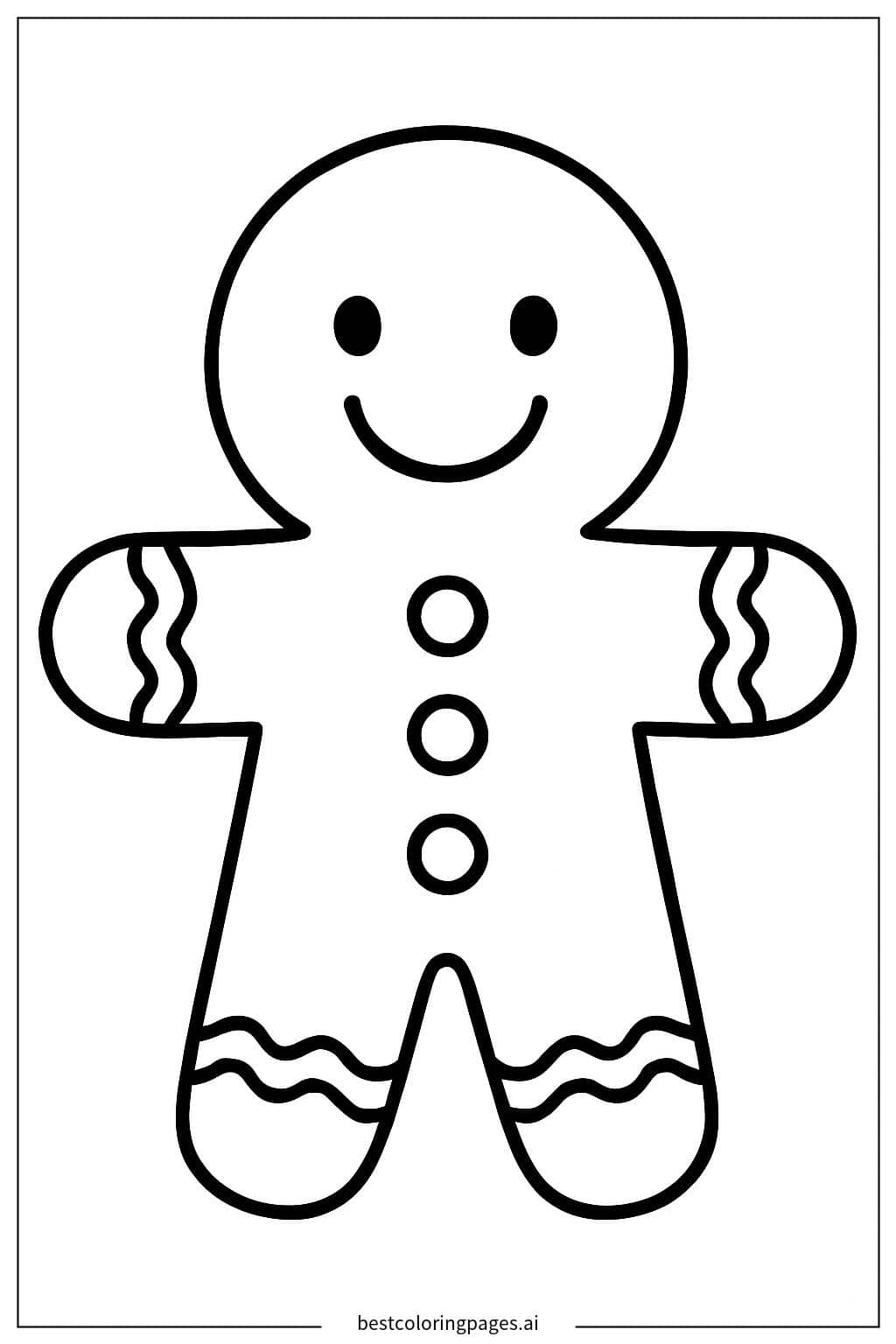 Desenhos de Boneco de Gengibre com Rosto Sorridente para Colorir