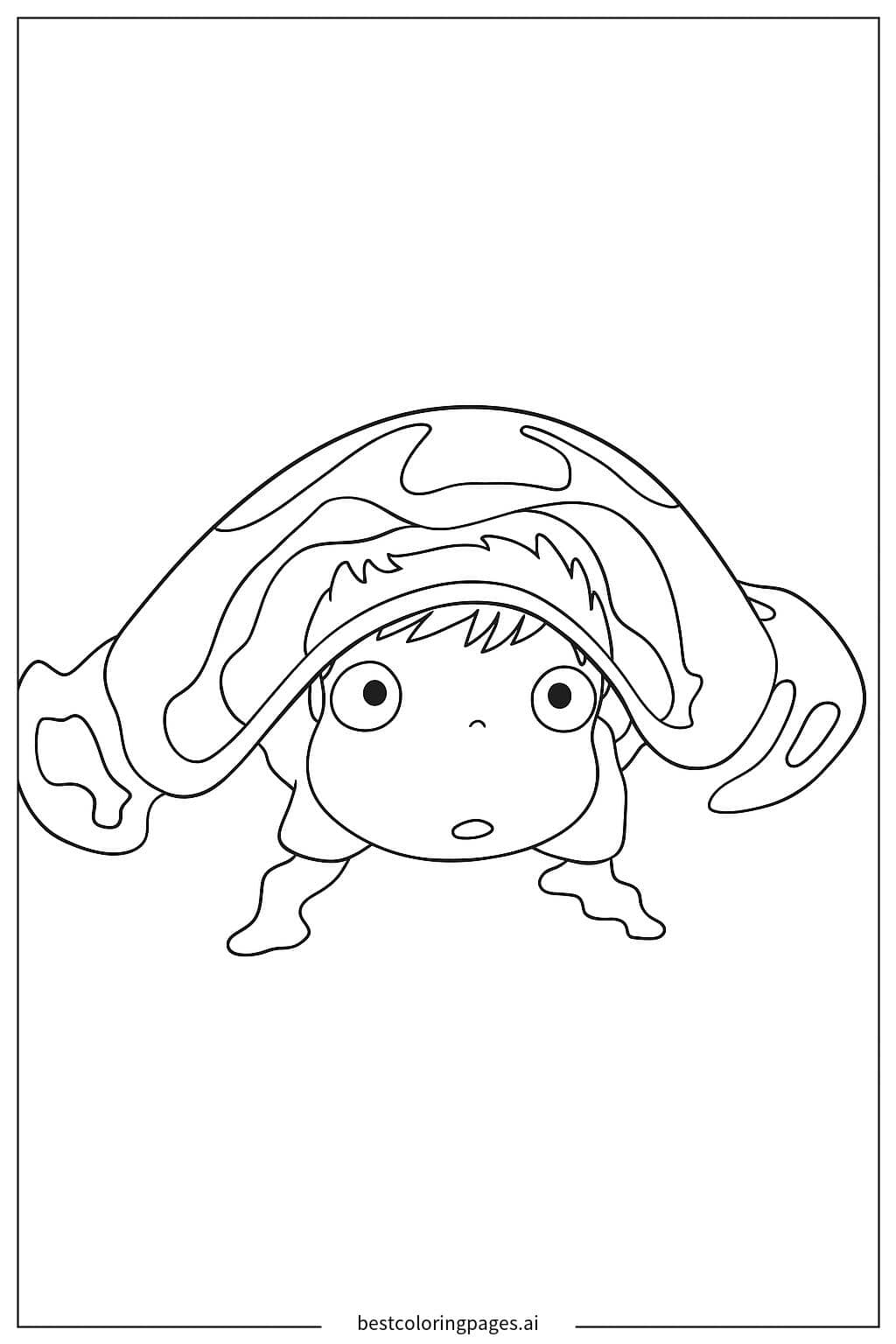 乌龟壳下的小女孩 涂色页
