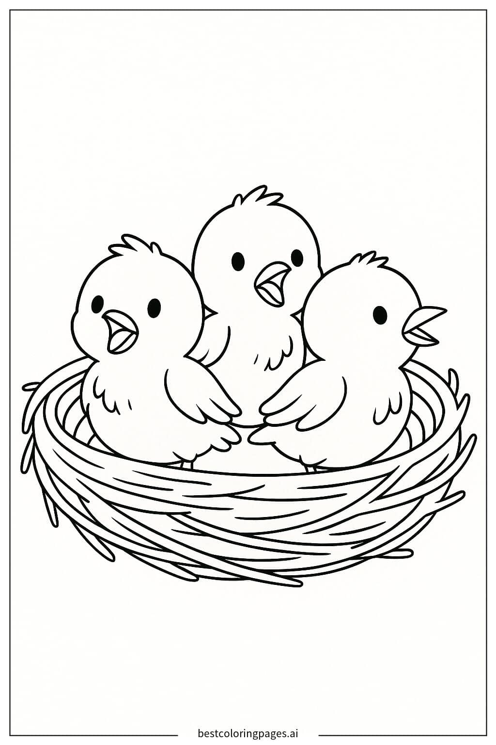 Desenhos de Um ninho com filhotes de pássaros para Colorir