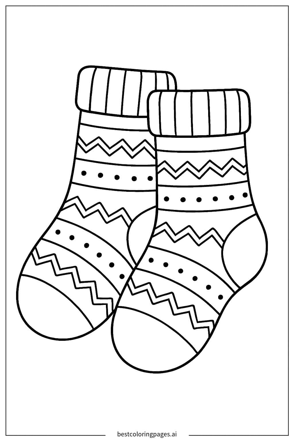Cozy Winter Socks Coloring Page Coloring Page