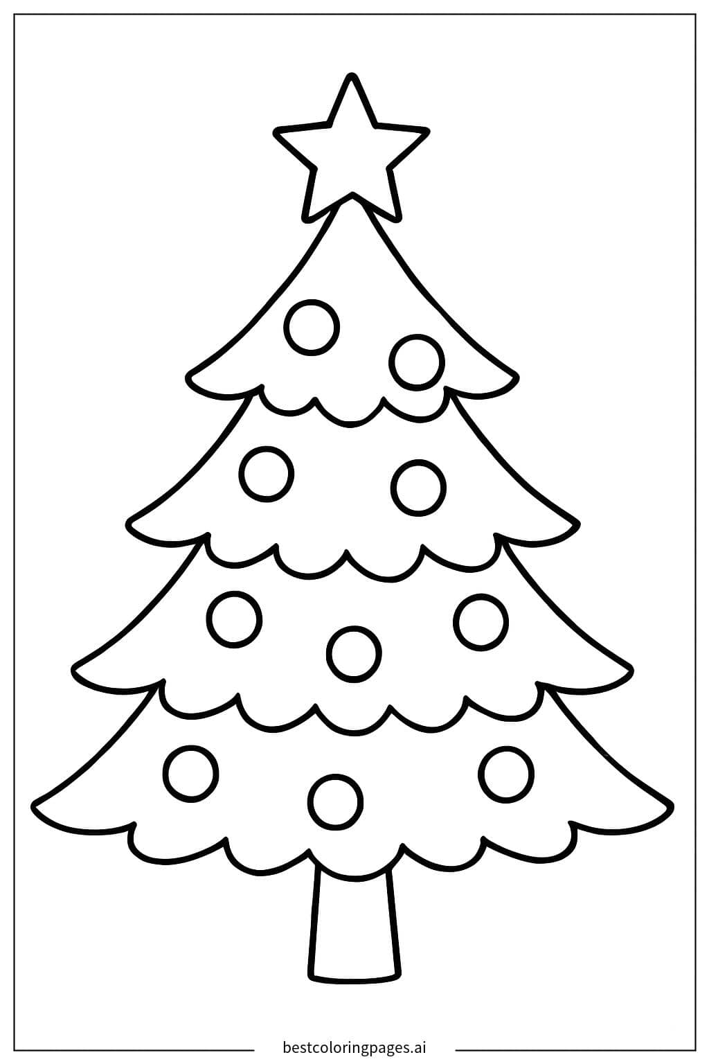 Desenhos de Uma árvore de Natal simples com enfeites para Colorir
