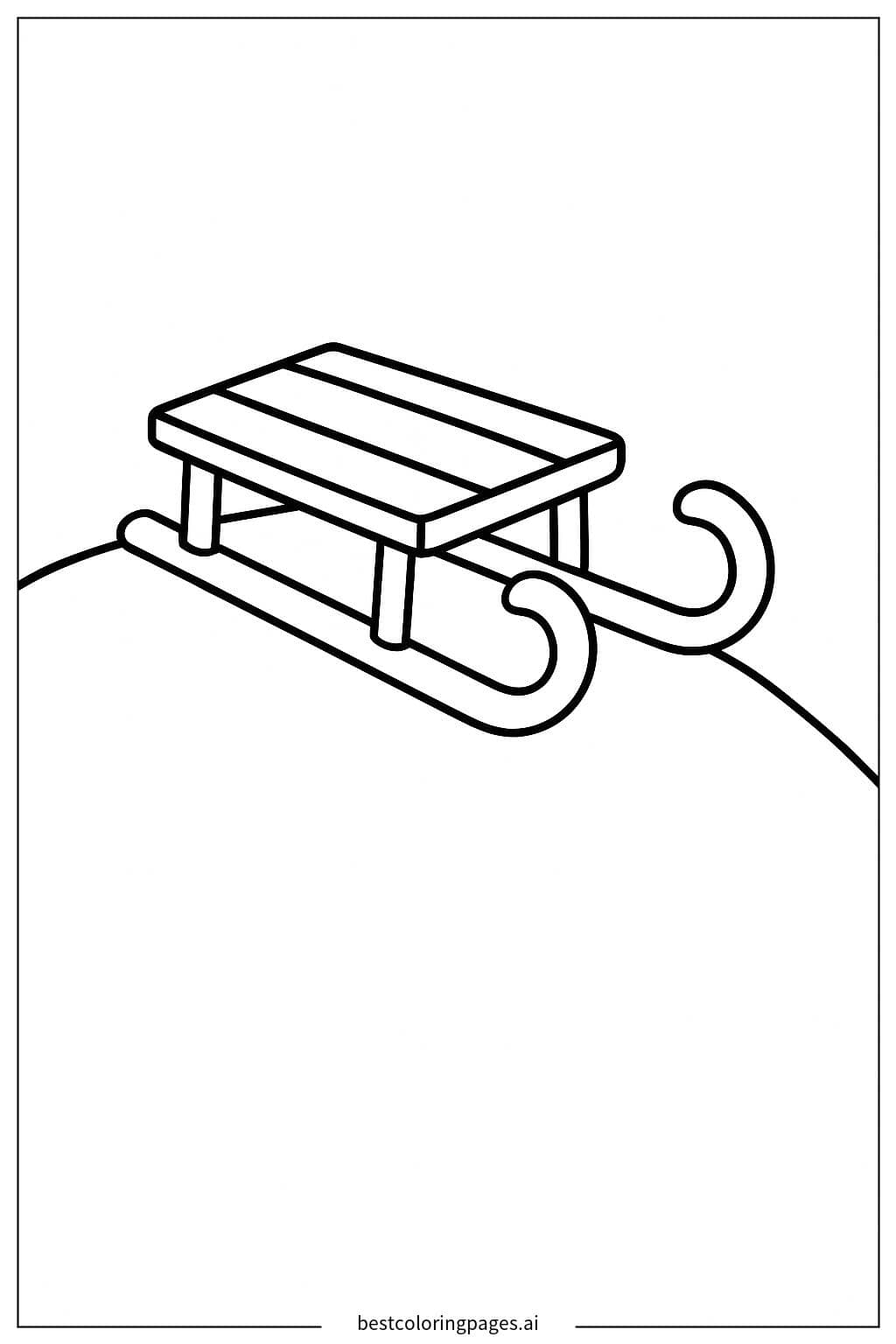 Desenhos de Um trenó simples em uma colina nevada para Colorir