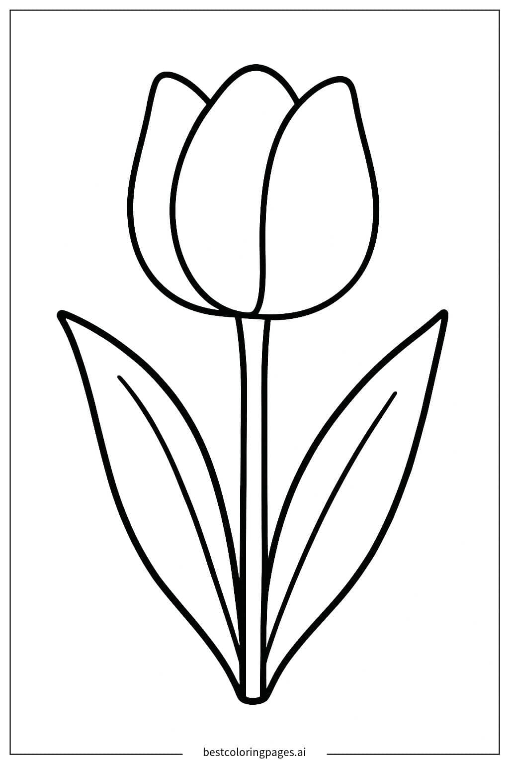 Eine einzelne Tulpe in voller Blüte Ausmalbilder