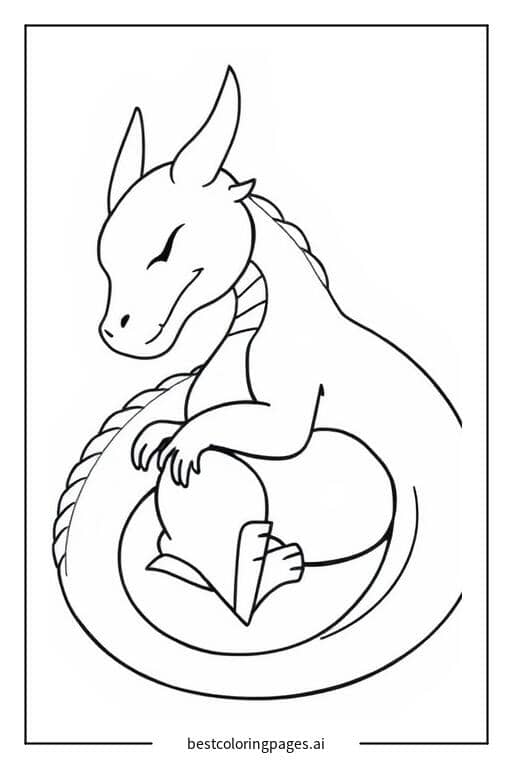 Coloriage Un dragon endormi