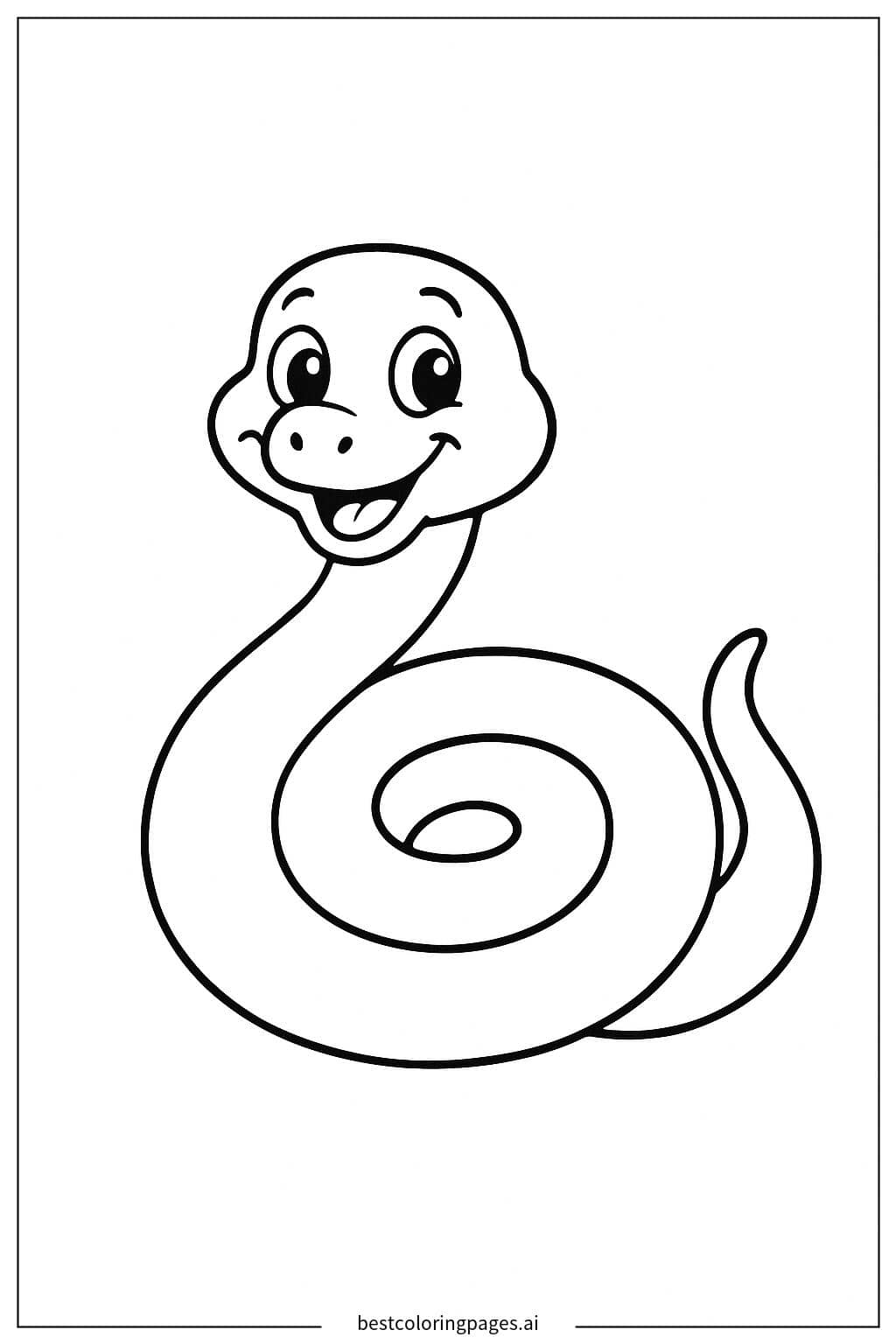 A Smiling Cartoon Snake Coloring Page