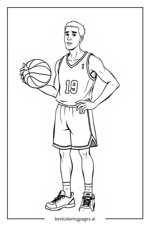 Ein stehender Basketballspieler Ausmalbilder
