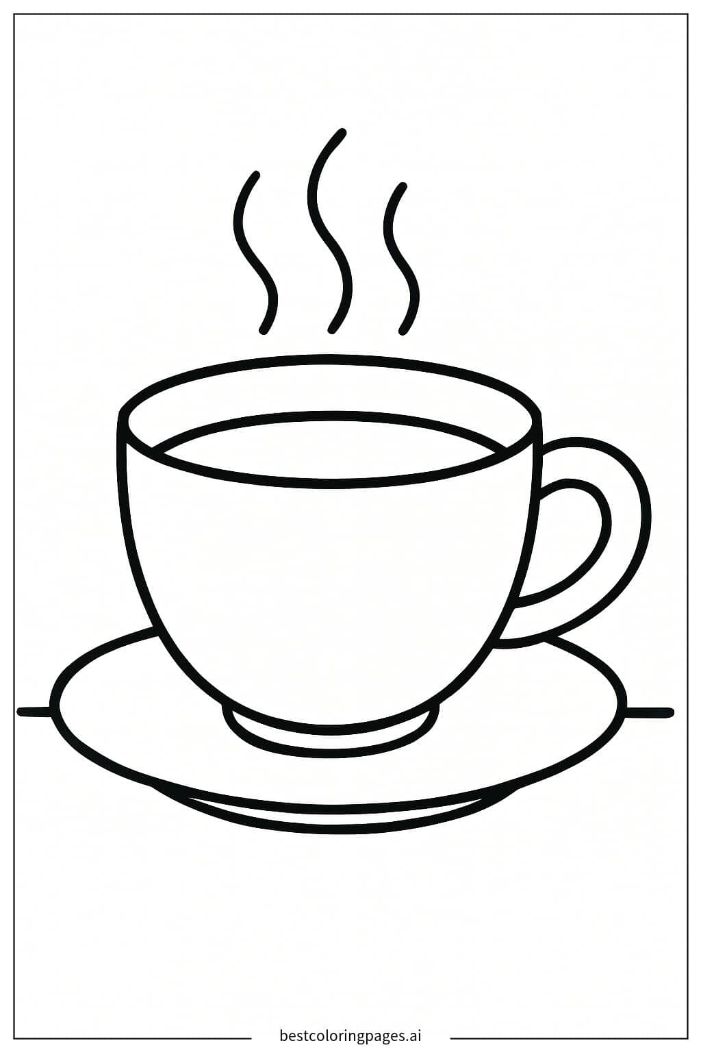 A Steaming Cup of Tea Coloring Page