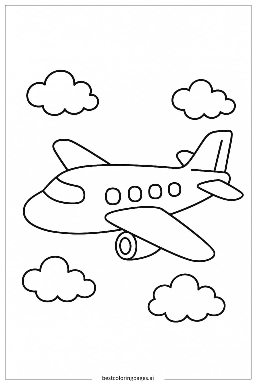 Desenhos de Avião Voando no Céu para Colorir