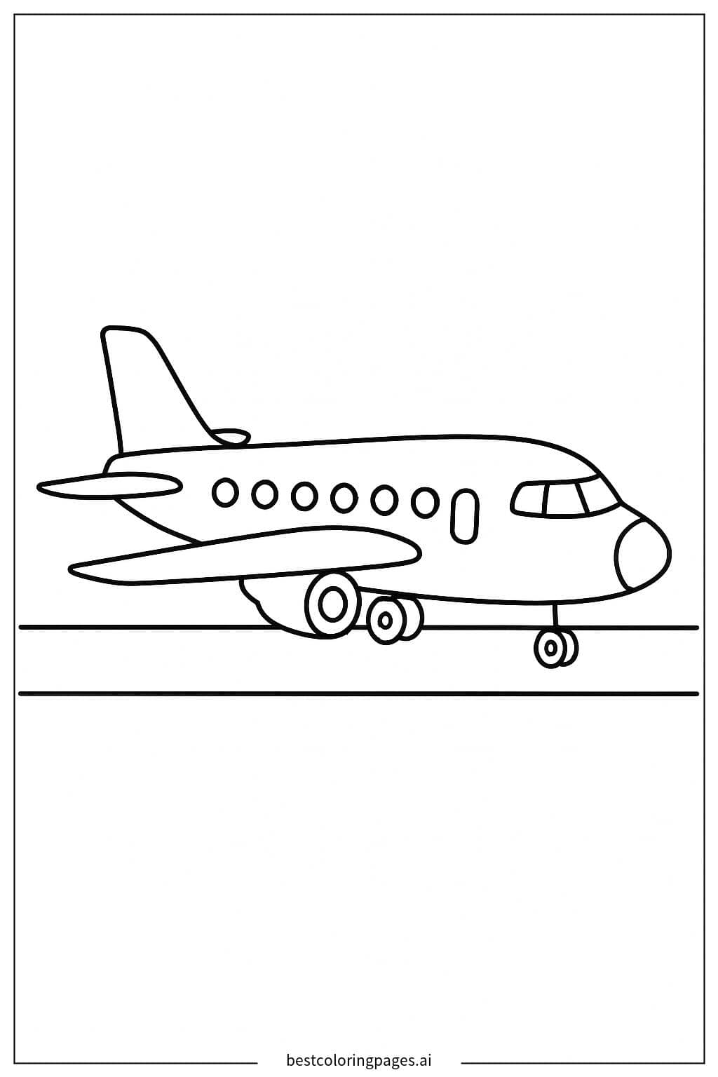 Desenhos de Avião na Pista para Colorir