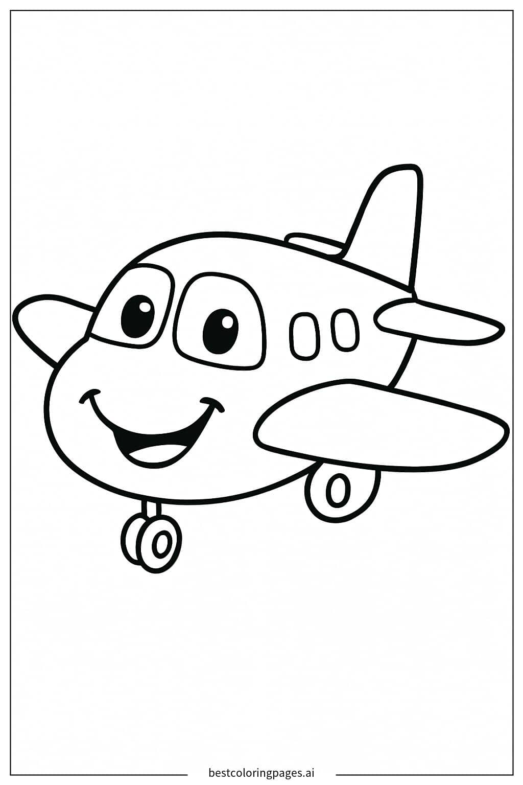 Desenhos de Avião com rosto sorridente para Colorir