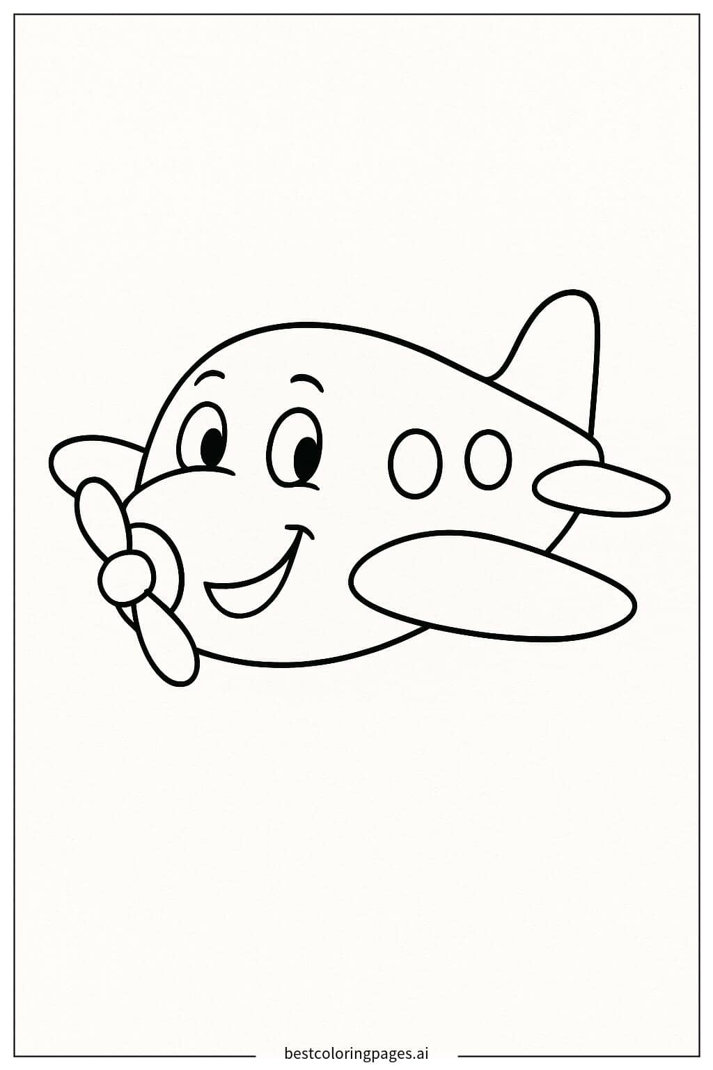 Desenhos de Avião com rosto sorridente para Colorir