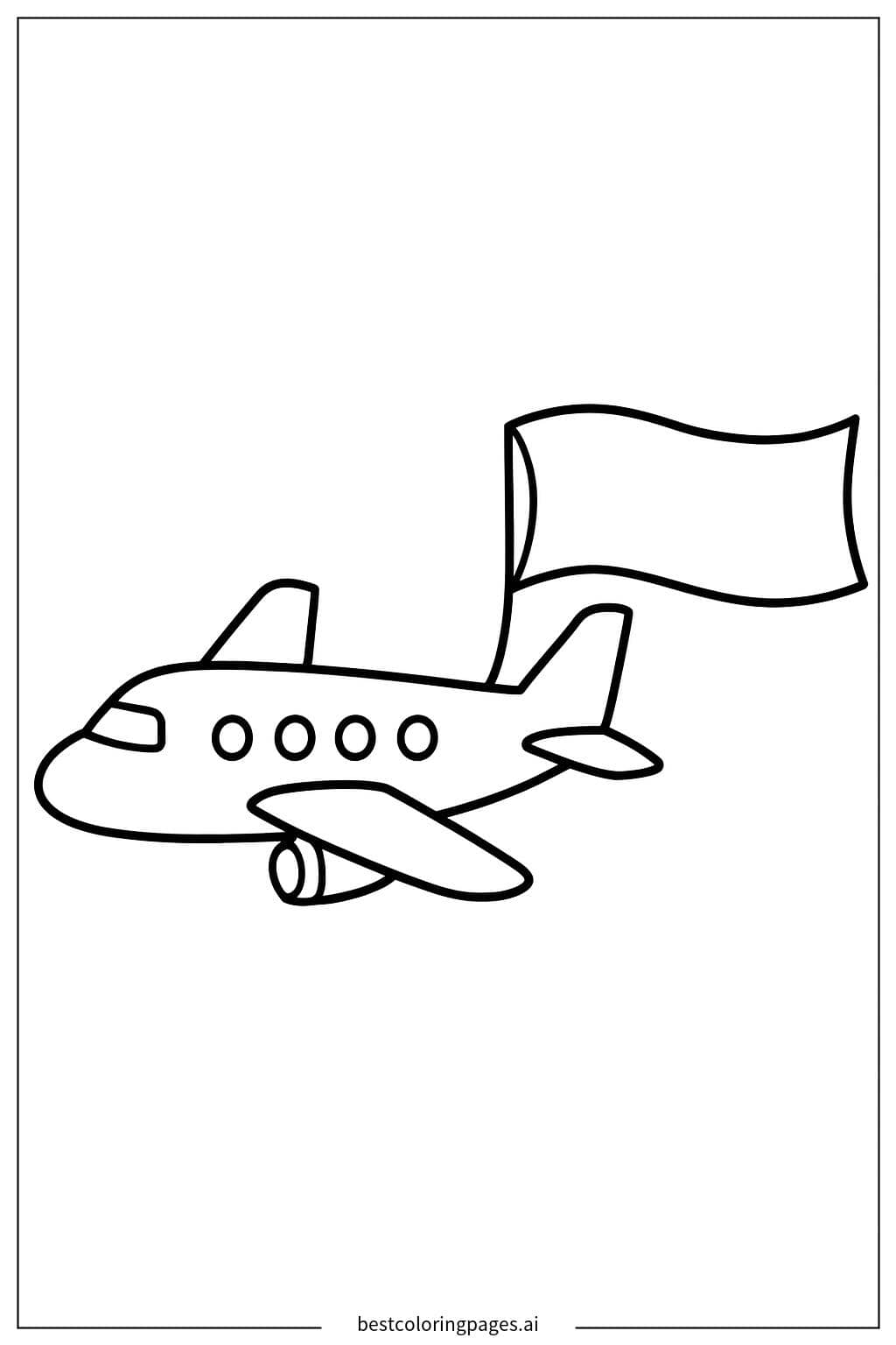 Desenhos de Avião com Cauda de Bandeira para Colorir