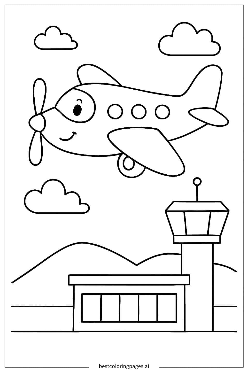 Desenhos de Torre de Controle do Aeroporto para Colorir