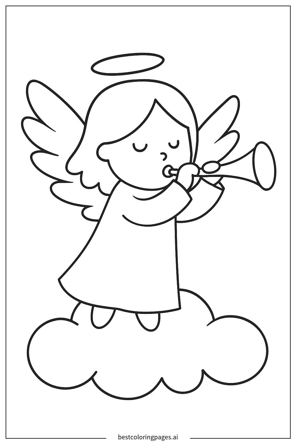 Desenhos de Anjo Tocando Trombeta para Colorir