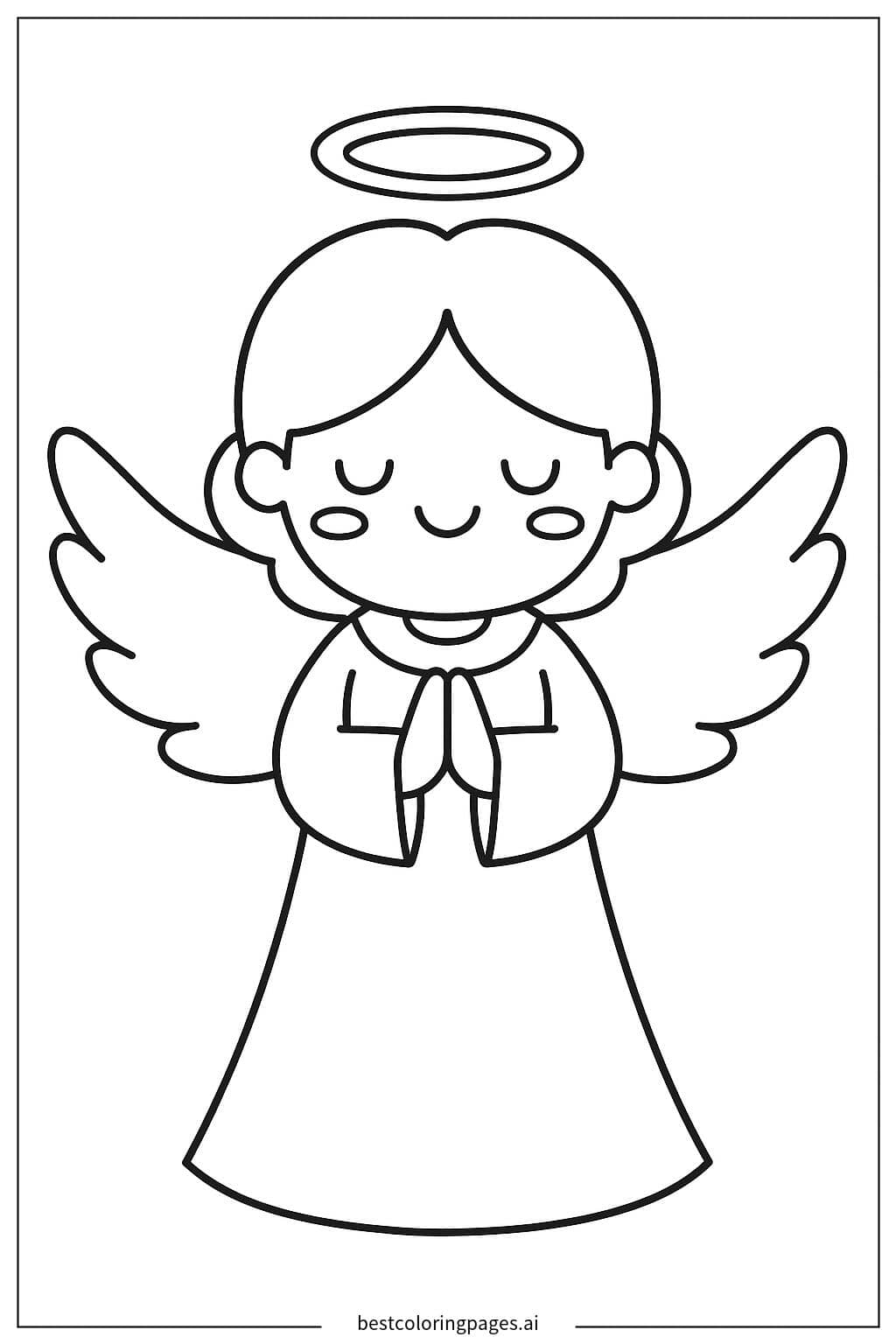 Desenhos de Anjo sorrindo com uma auréola para Colorir
