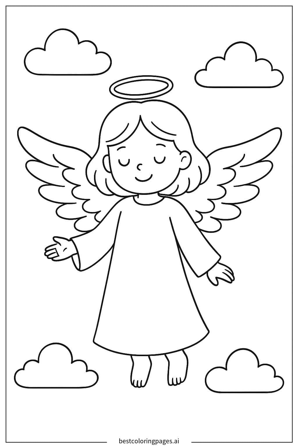 Desenhos de Anjo abrindo asas para Colorir