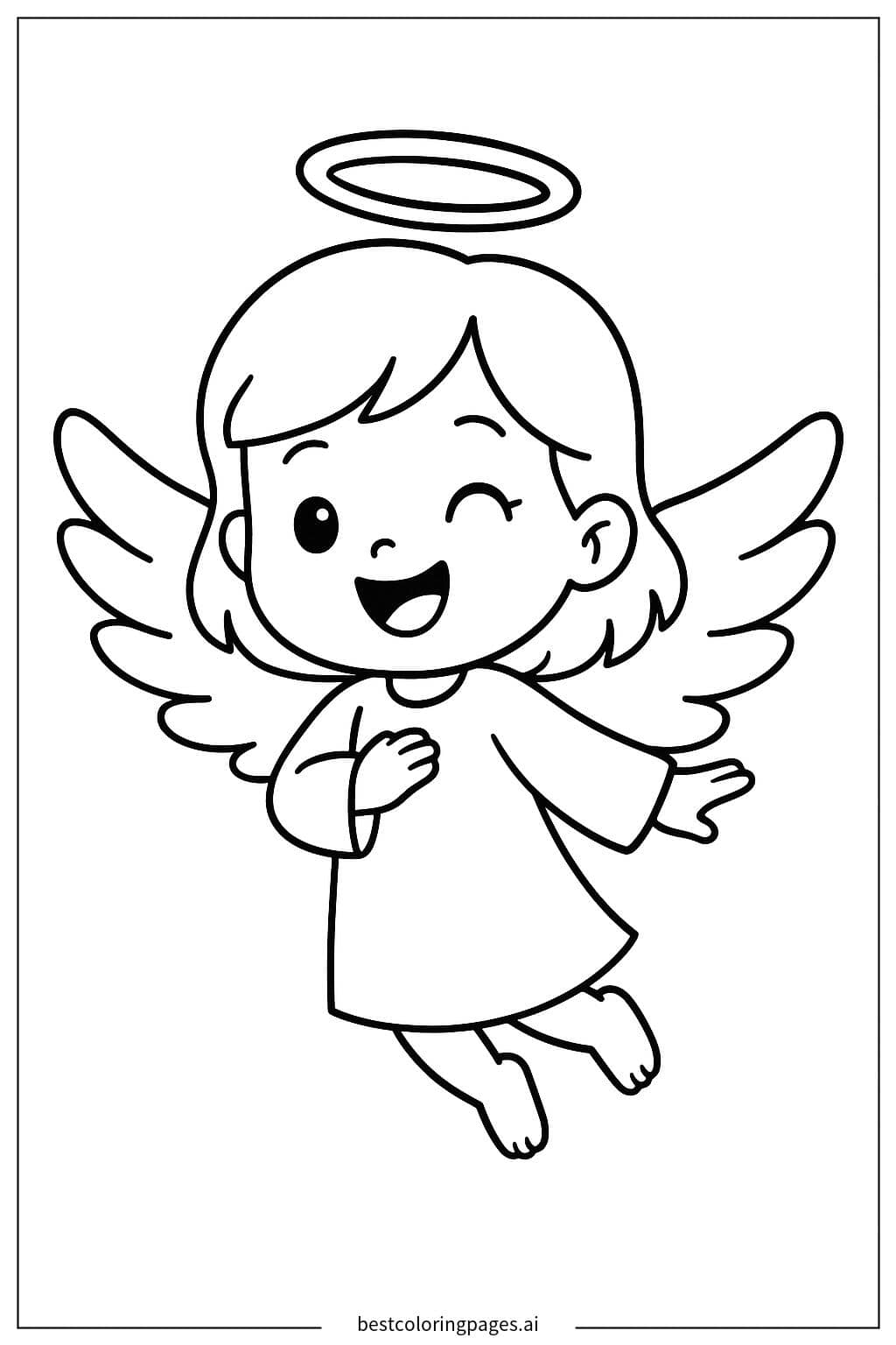 Desenhos de Anjo piscando e sorrindo para Colorir