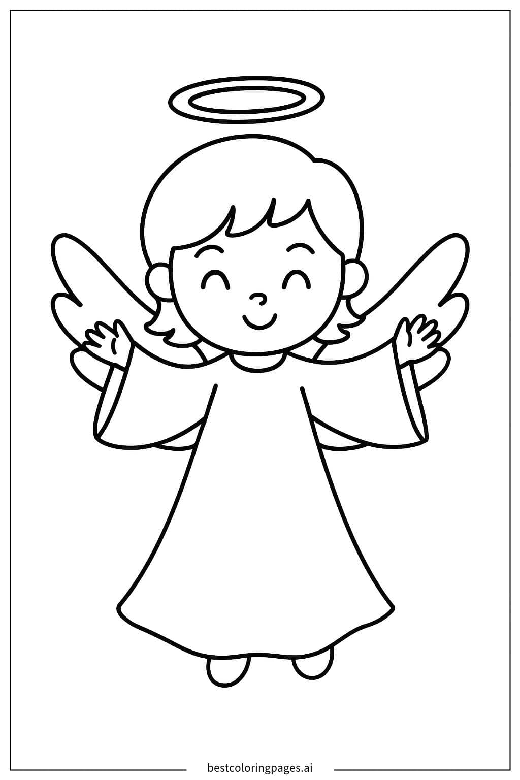 Desenhos de Anjo com Auréola para Colorir