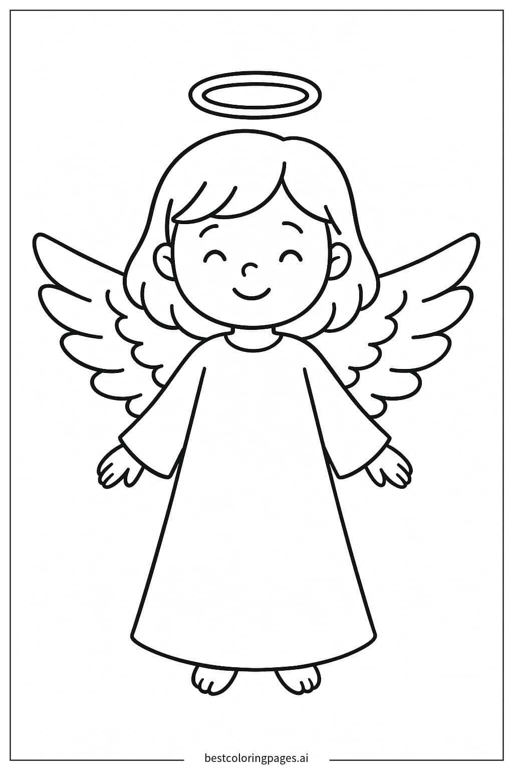 Desenhos de Anjo com uma auréola simples para Colorir