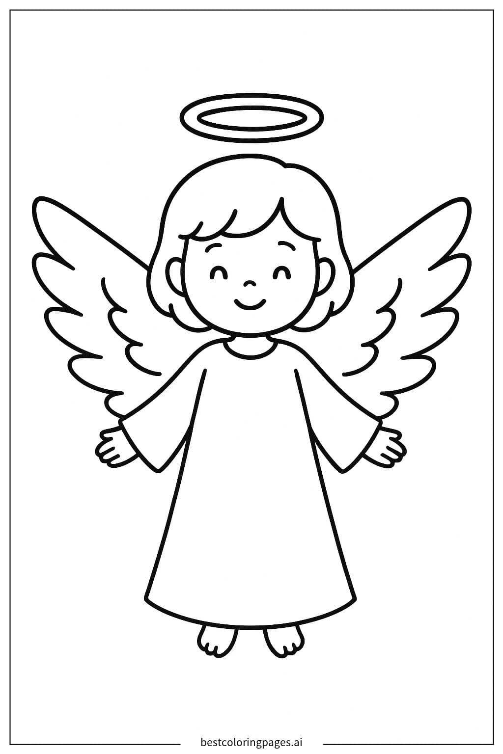 Desenhos de Anjo com Auréola para Colorir