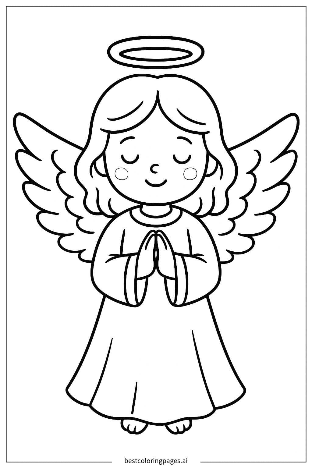 Desenhos de Anjo com asas abertas para Colorir