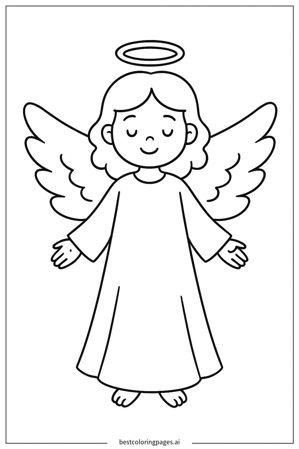 Desenhos de Anjo com Asas Abertas para Colorir