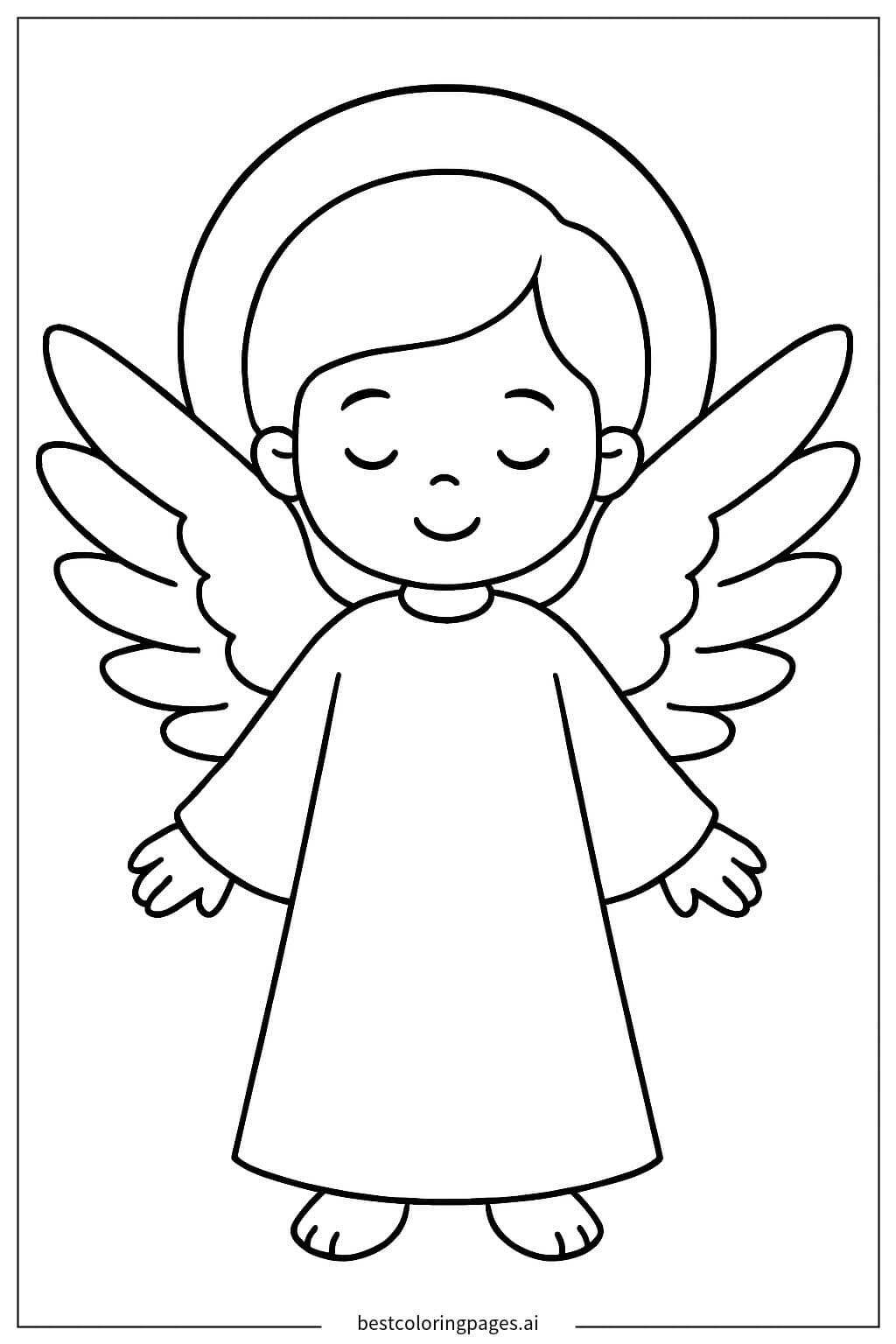 Desenhos de Anjo com asas abertas para Colorir
