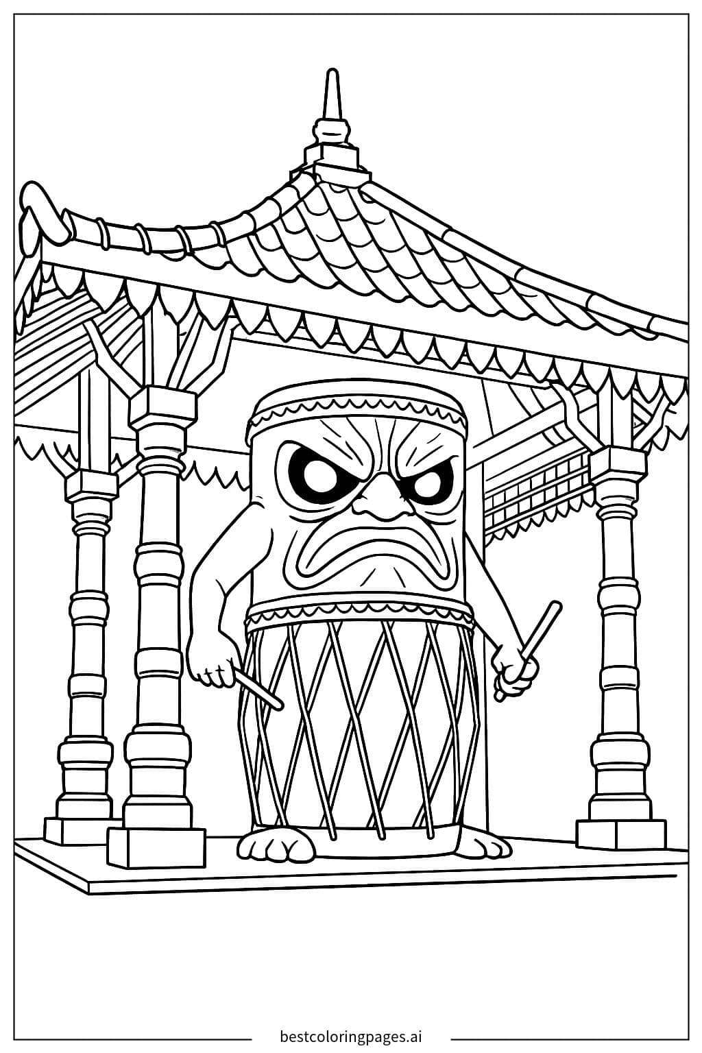Disegni di Tamburo Arrabbiato che Suona da Colorare