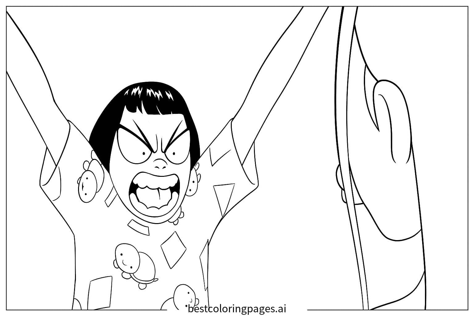 Dibujos de Niña enfadada gritando para Colorear
