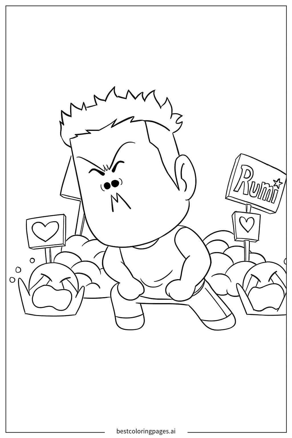 Dibujos de Pose de Héroe Enfadado para Colorear