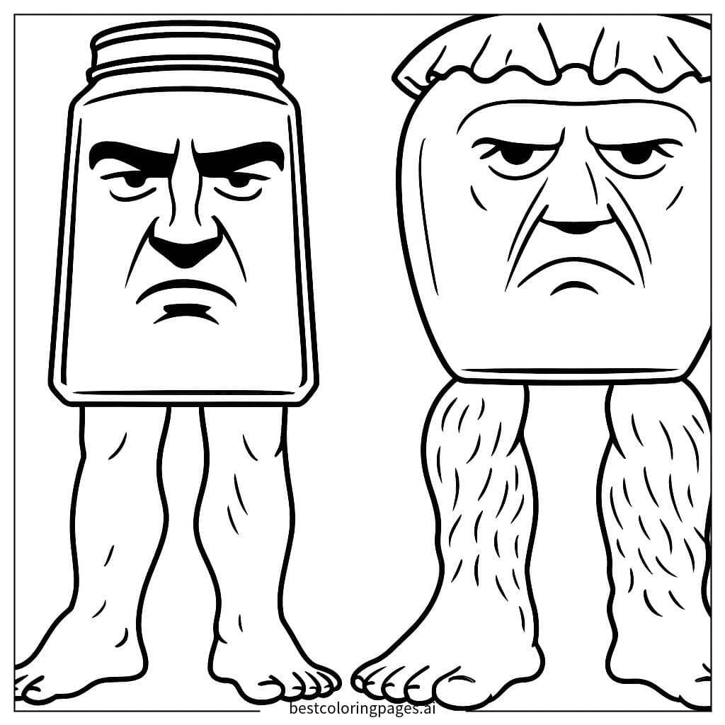 怒って歩くジャーたち のぬりえ