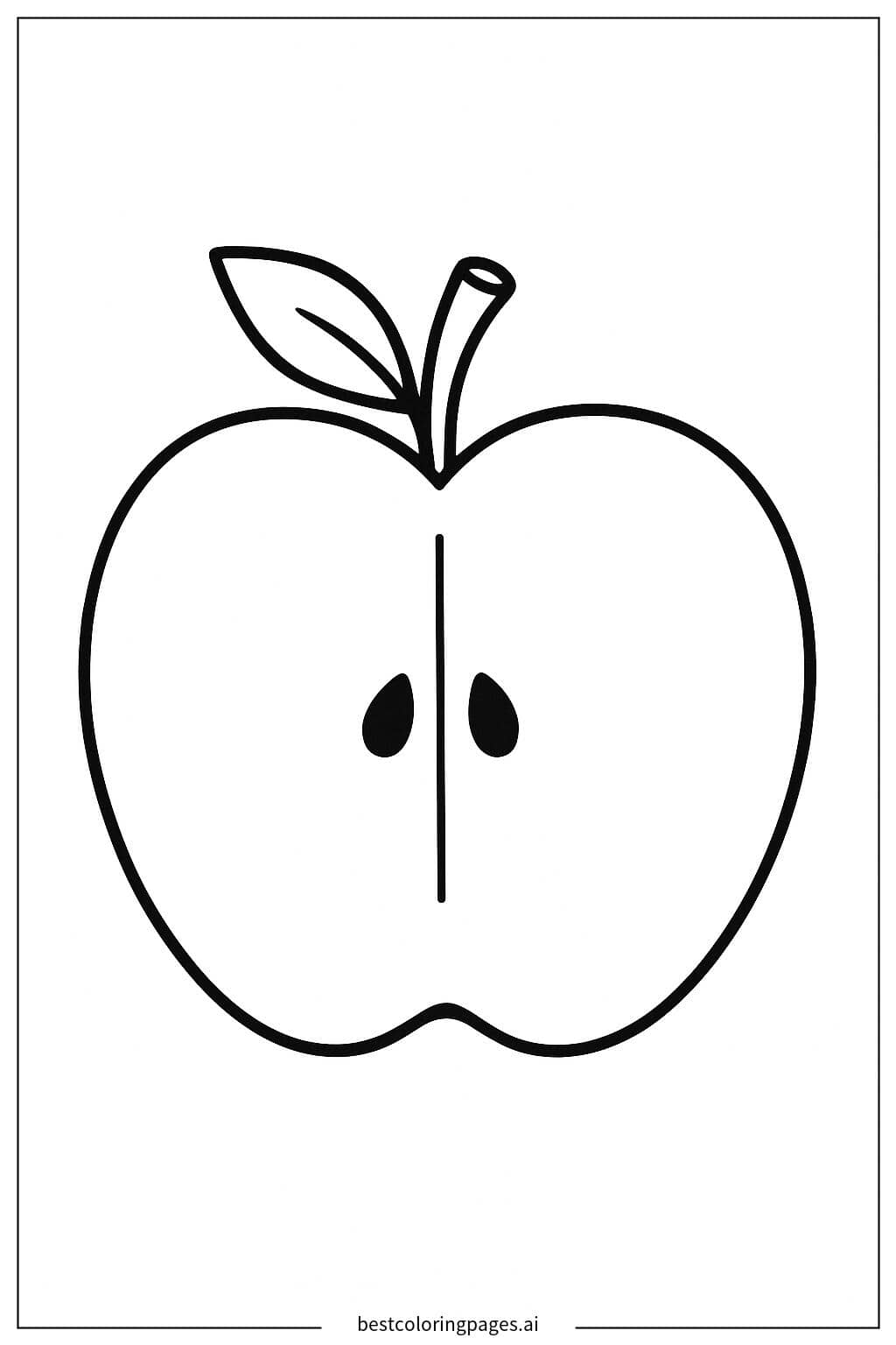 Apple Cut in Half Coloring Page