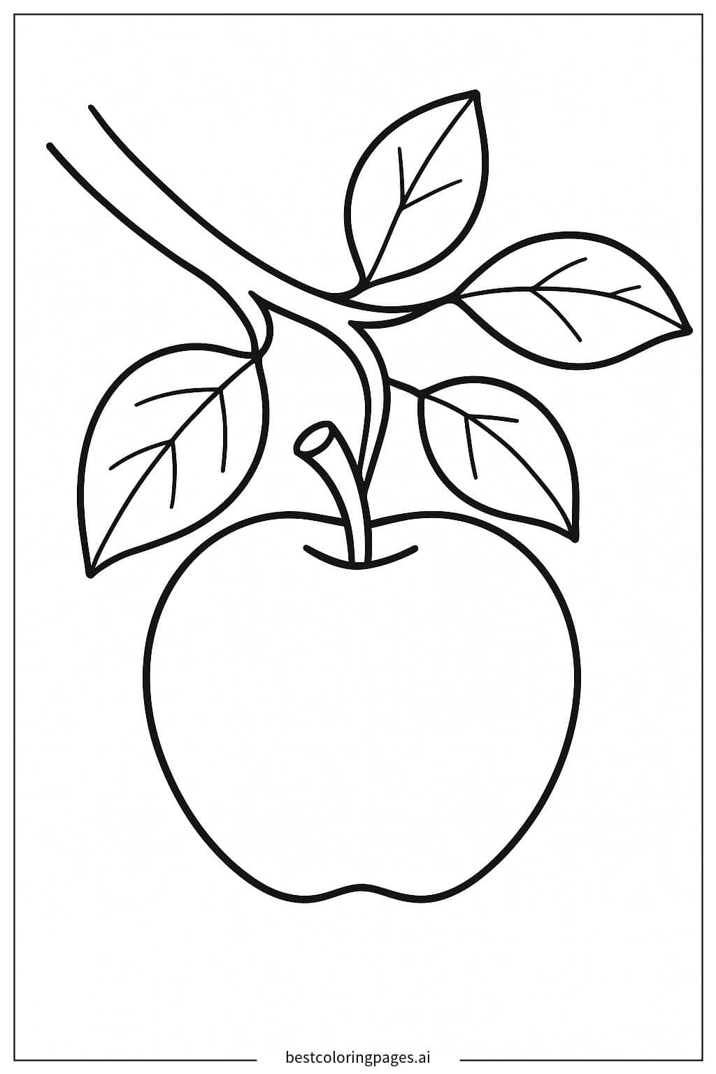 Apple Hanging from a Tree Branch Coloring Page