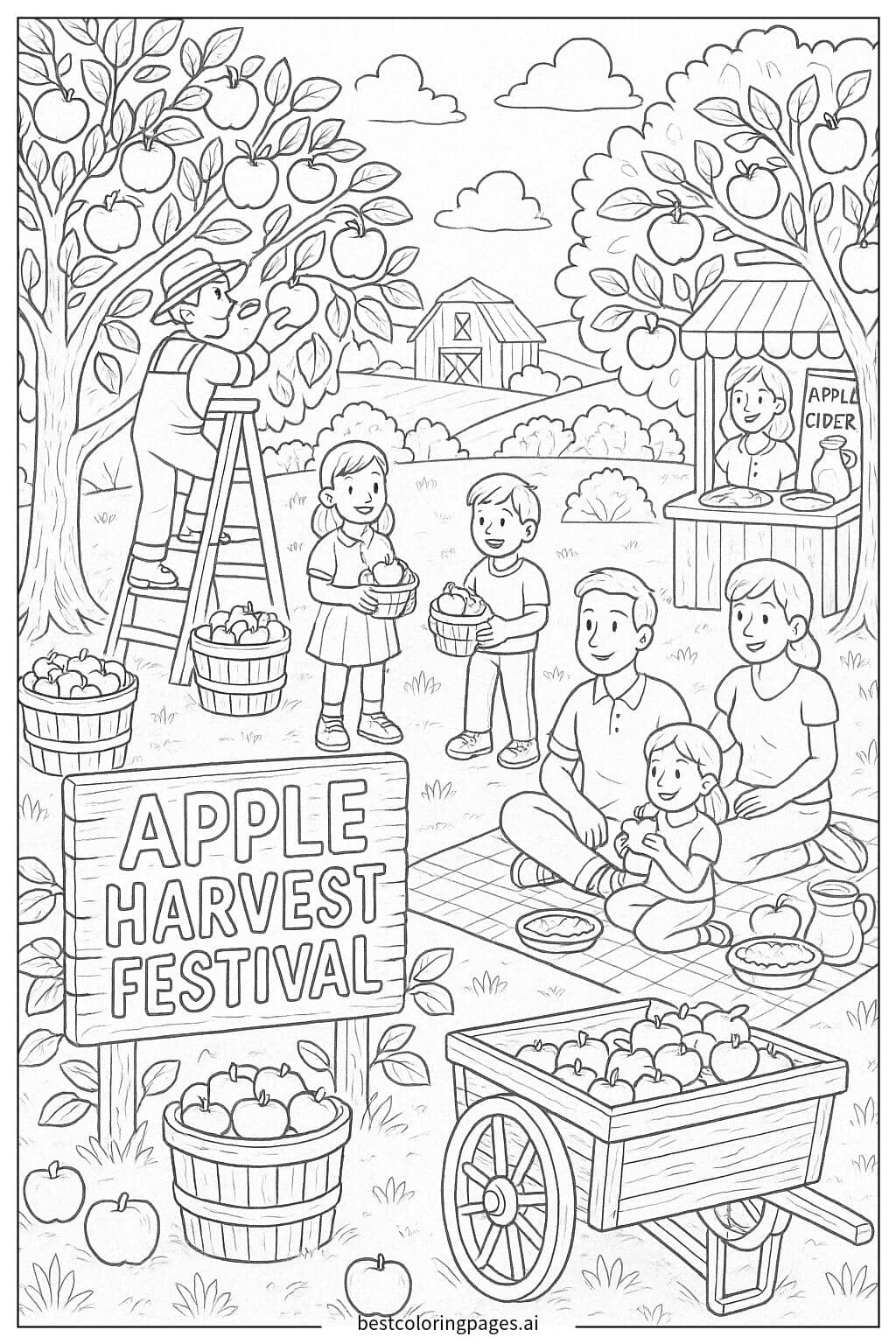 Apple Harvest Festival Coloring Page