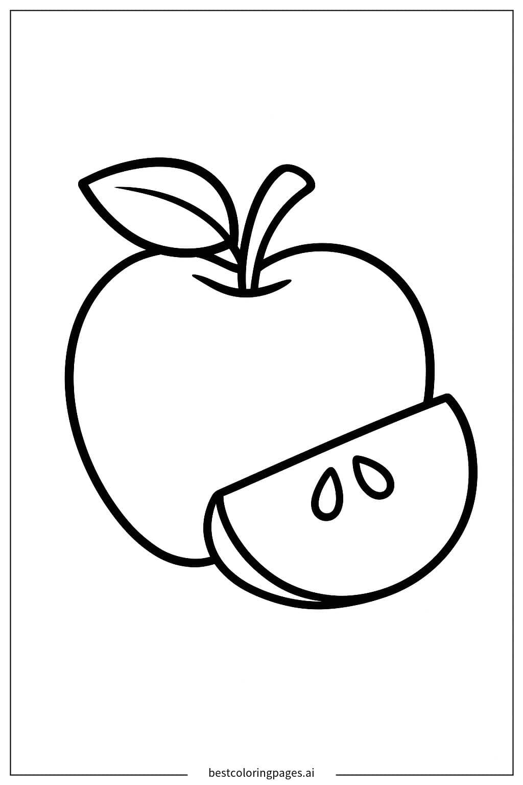 Apple Slice with Visible Seeds Coloring Page
