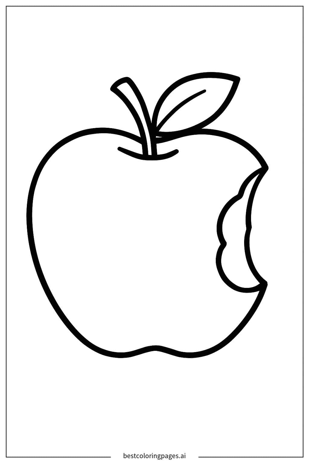 Apple with a Bite Coloring Page