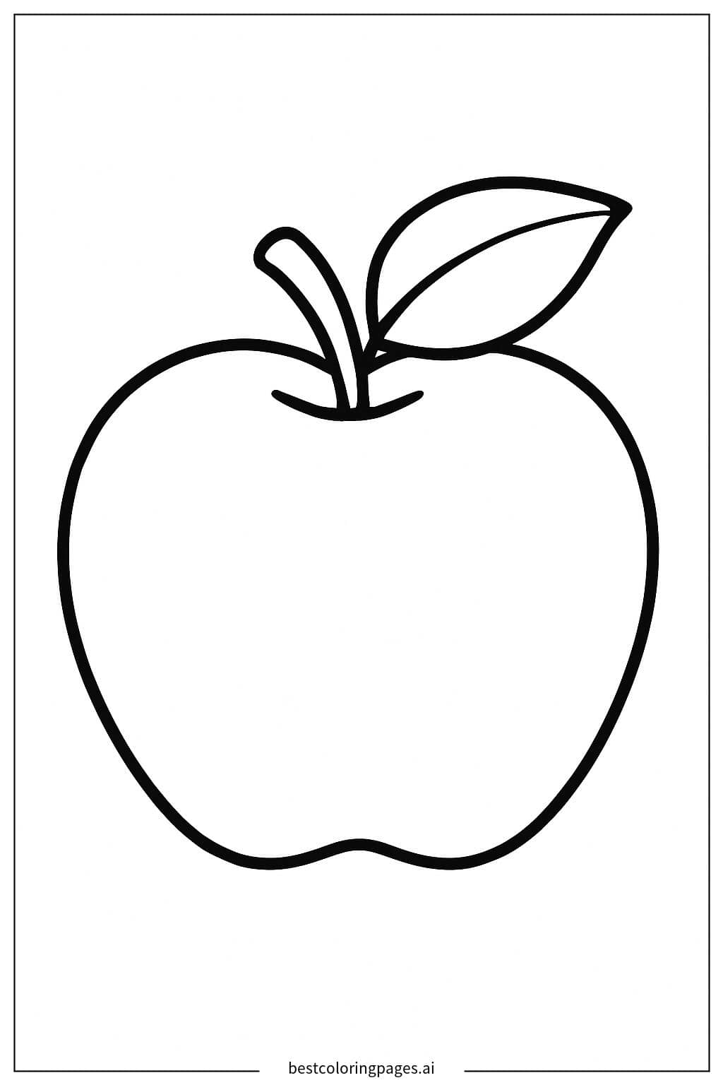 Apple with Leaf Coloring Page