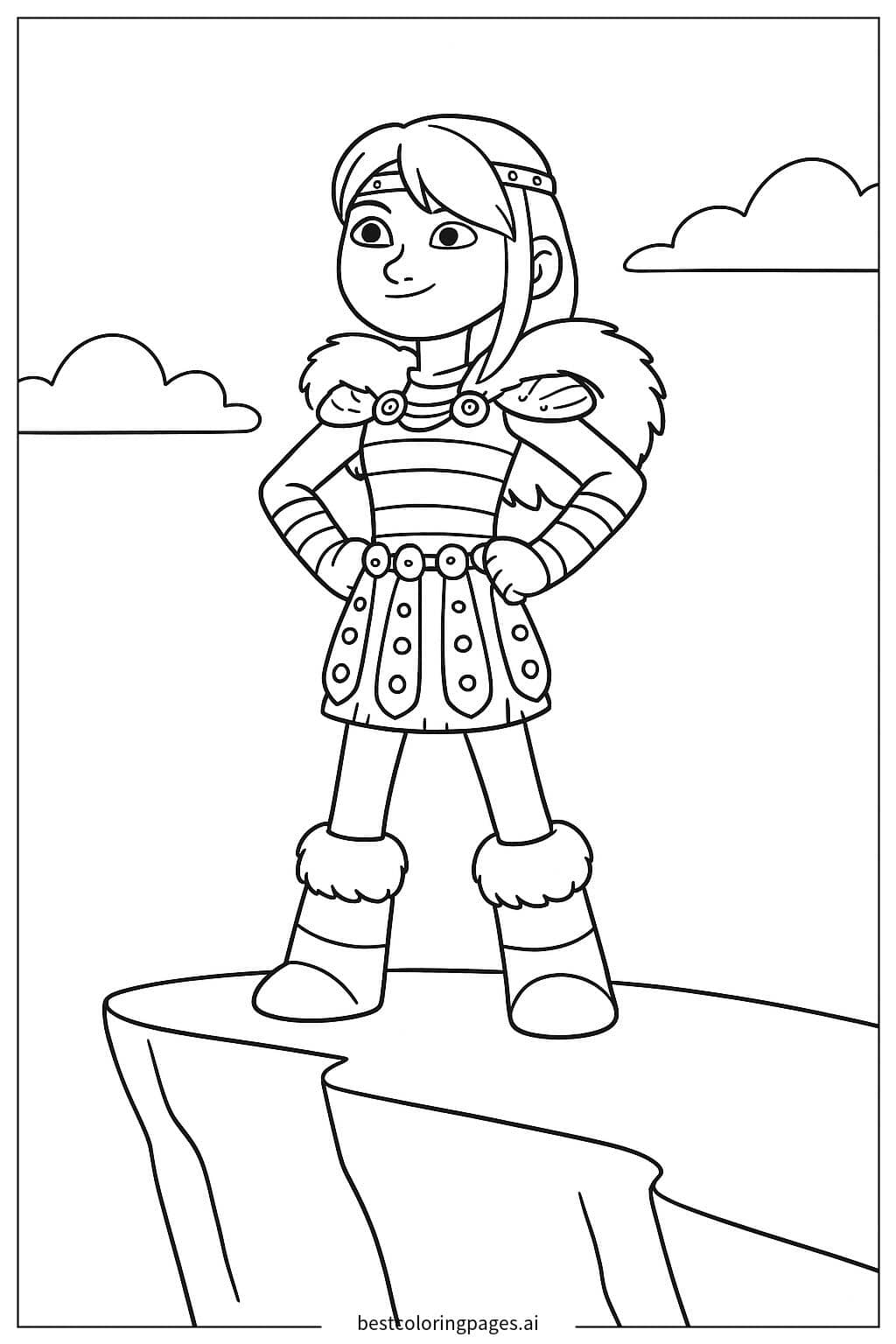 Astrid on the Cliff Coloring Page