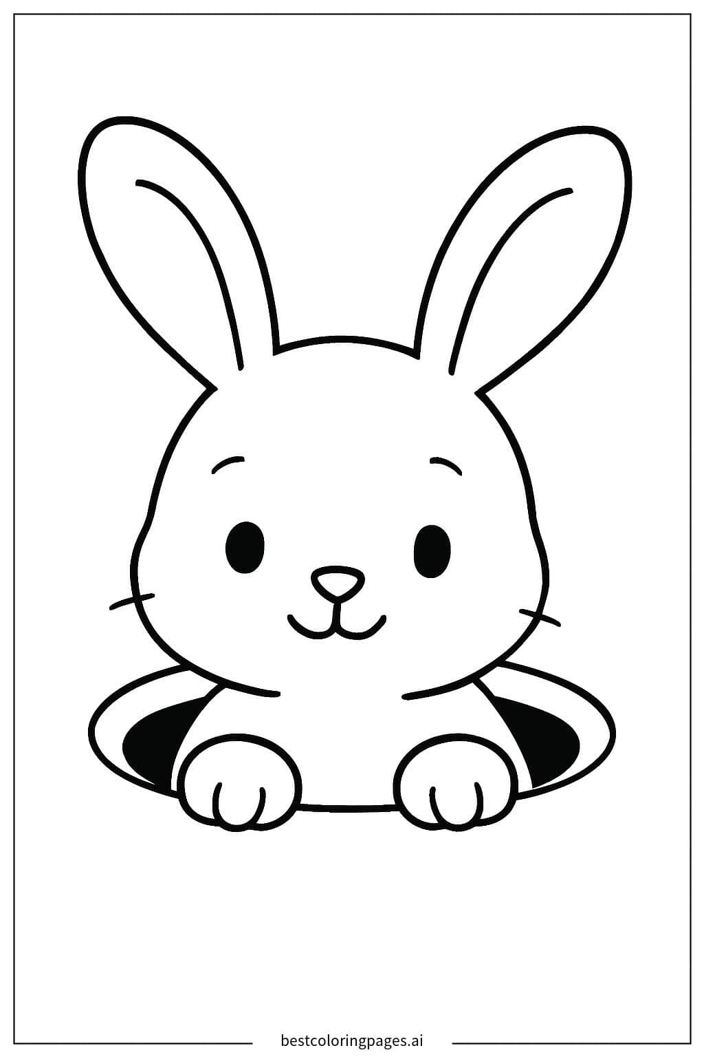 穴から顔を出す赤ちゃんウサギ のぬりえ