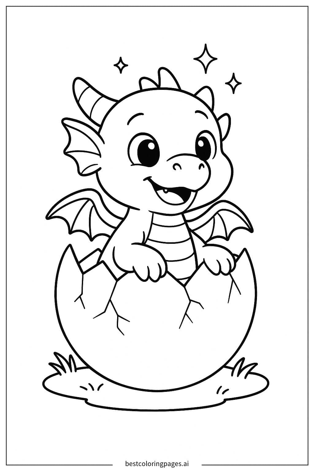 Coloriage Bébé dragon sortant de son œuf